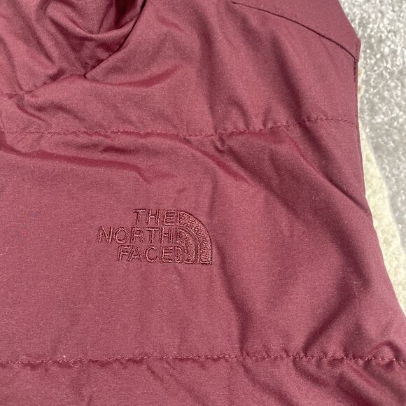North Face Vest Womens Small Reversible Puffer Sherpa Zip Up Wine Purple - Picture 12 of 16
